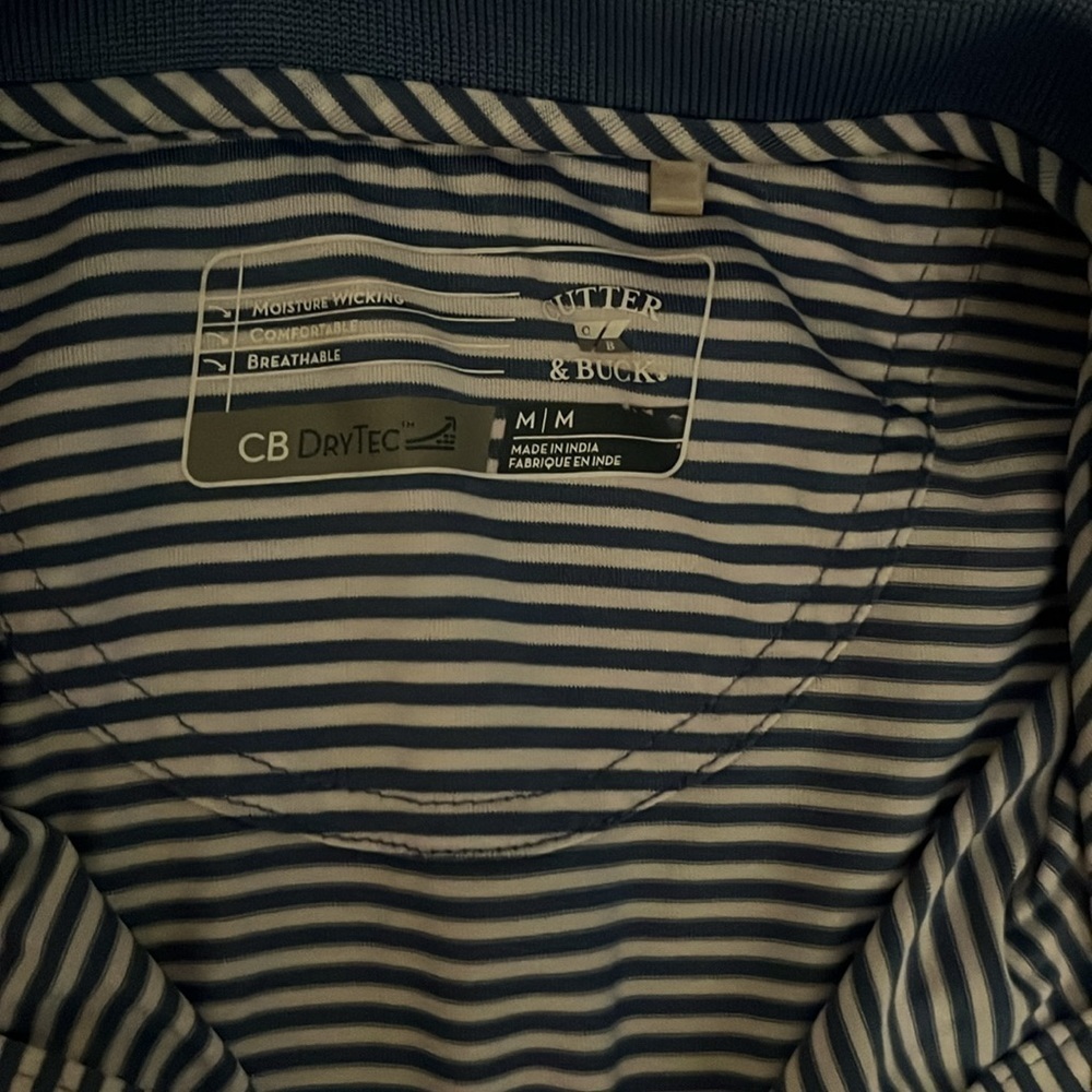 Cutter and buck men drytec striped blue polo size M - Picture 2 of 2